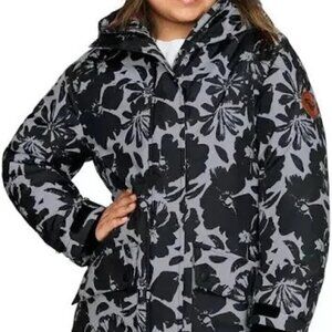 Roxy Girls Size Small 7/8 Black Floral Print Winter Jacket Parka NWT